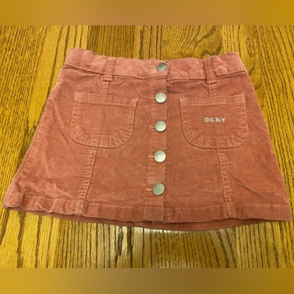 Girls DKNY Pink Corduroy Button Down Skirt